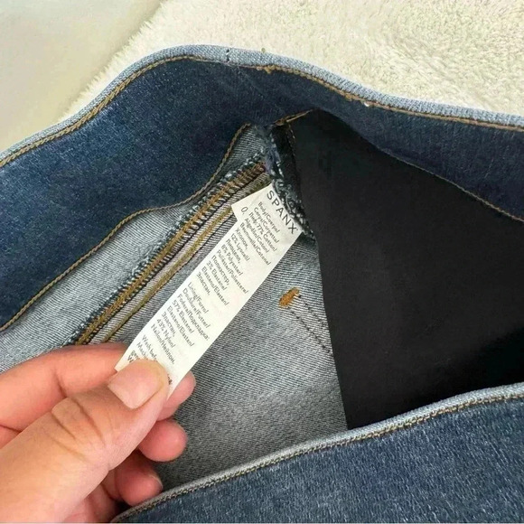 Spanx shape and lift distressed skinny jeans in medium wash blue - Picture 10 of 15